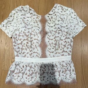 BCBG White Lace Blouse Top, Size S